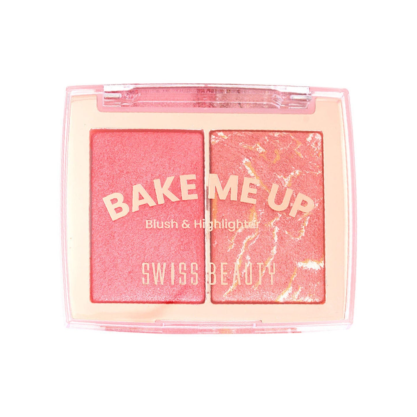 Swiss Beauty Bake Me Up Blush & Highlighter , 2-In-1 Baked Formula, Long-Lasting - Coral Glaze