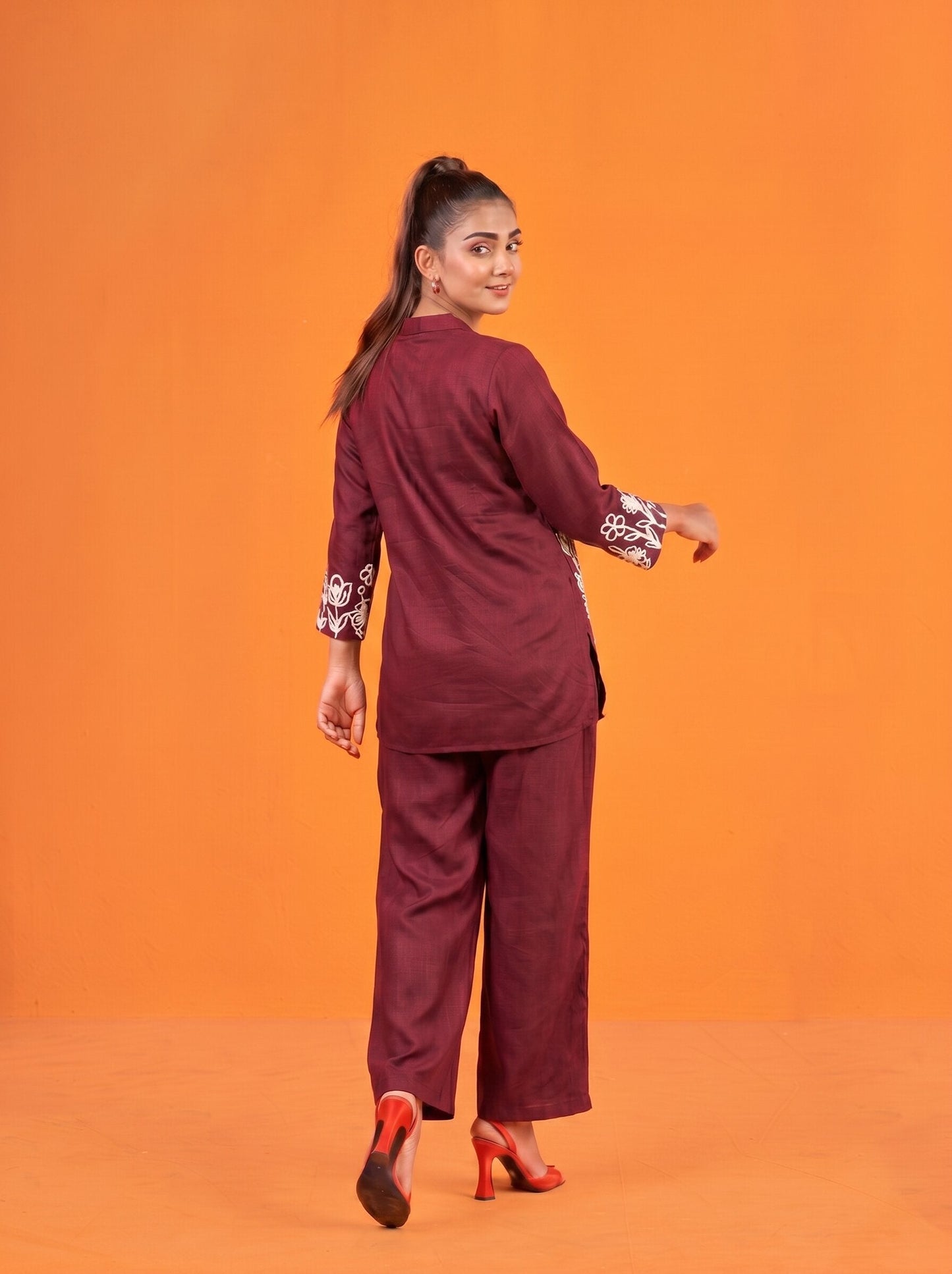 Anaita Maroon Stylish Readymade Co-Ords Set