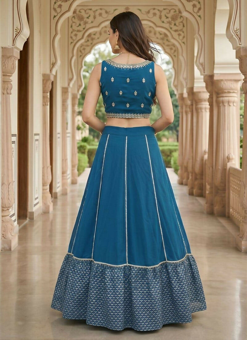 Lehenga Mart Blue Faux Georgette Designer Bollywood Style Wedding Wear Lehenga Choli