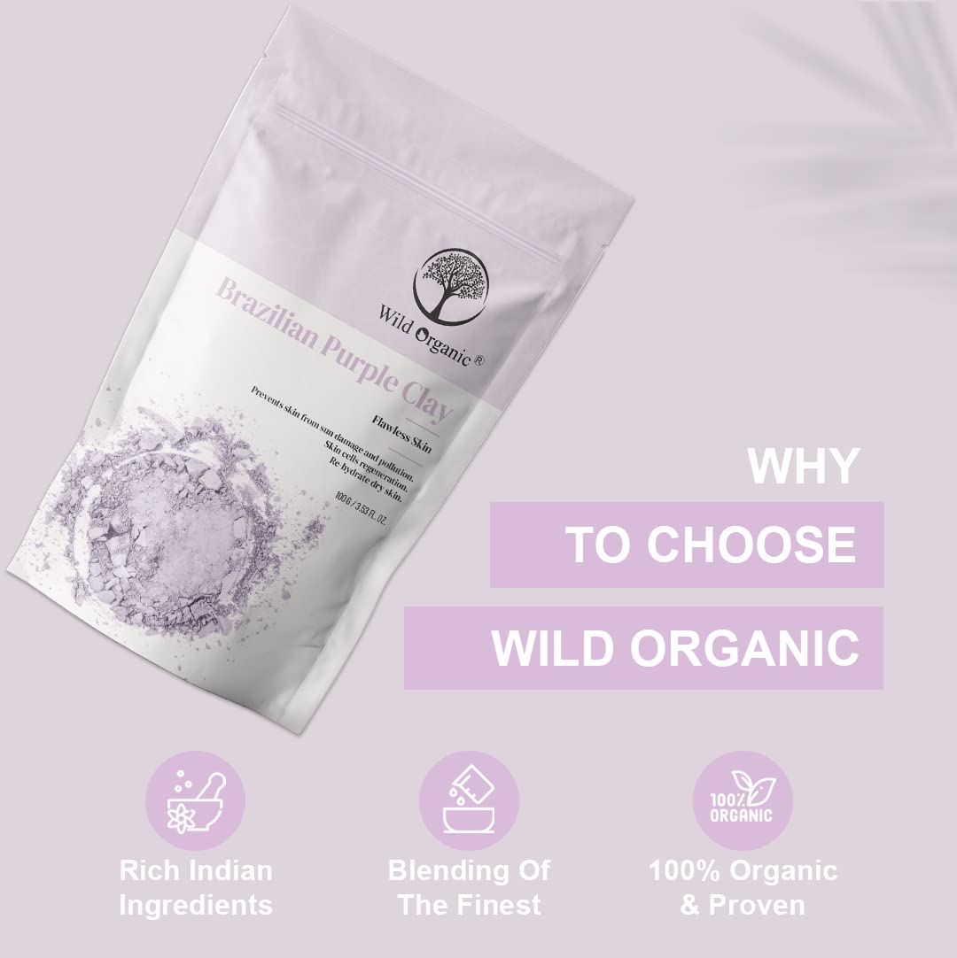 Wild Organic Brazilian Purple Clay Powder - 100 gms