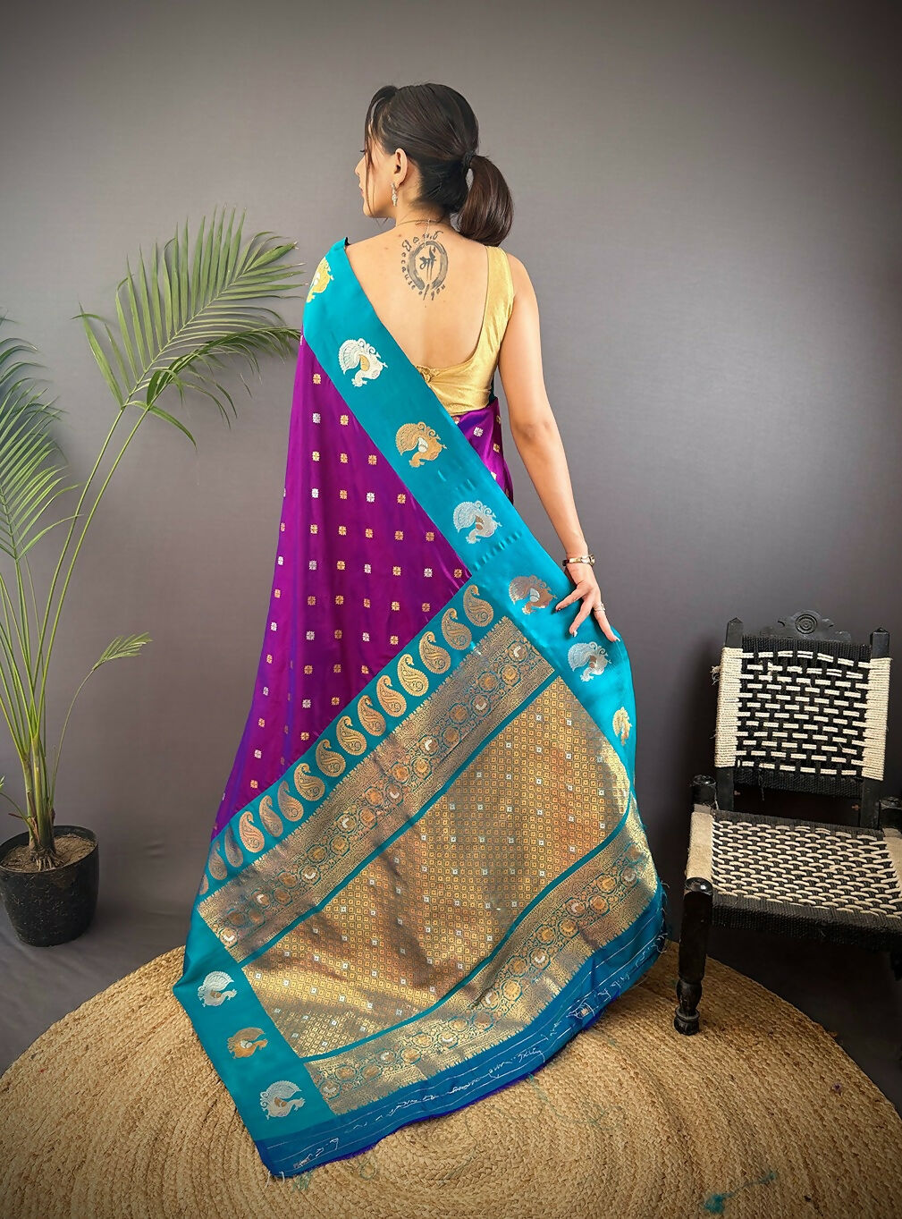Joban Fashion Royal Blue Butti Banarasi Silk Sarees