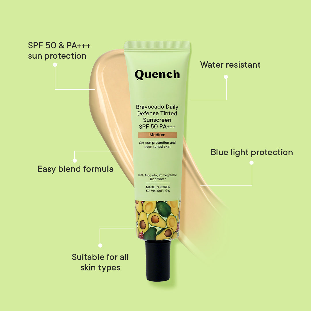 Quench Daily Defense Tinted Sunscreen SPF 50 PA+++ Medium - 50 ml