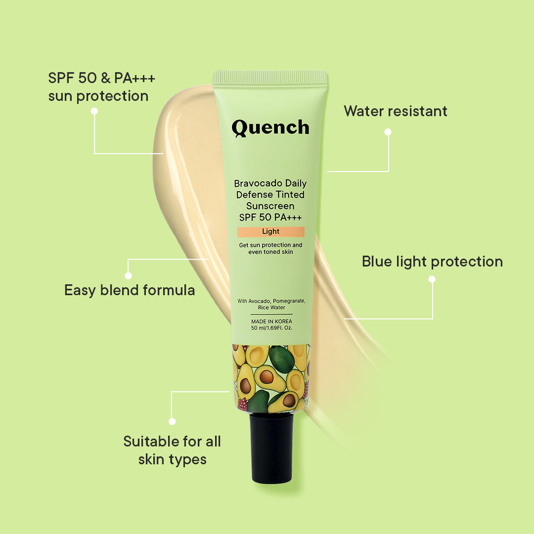 Quench Daily Defense Tinted Sunscreen SPF 50 PA+++ (Light) - 50 ml