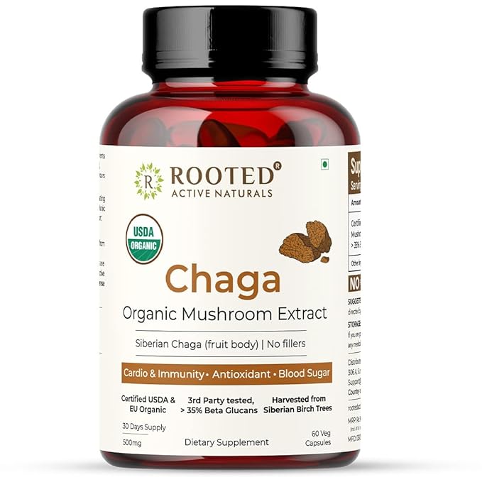 Rooted Actives Siberian Chaga Mushroom Extract - 60 Caps