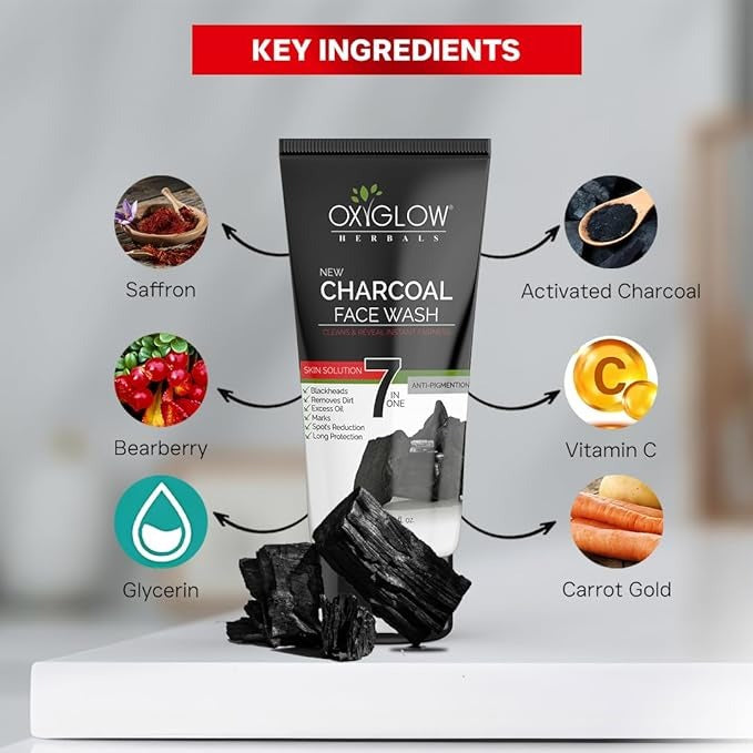 OxyGlow Herbals 7 in one Charcoal Face Wash - 100 gms