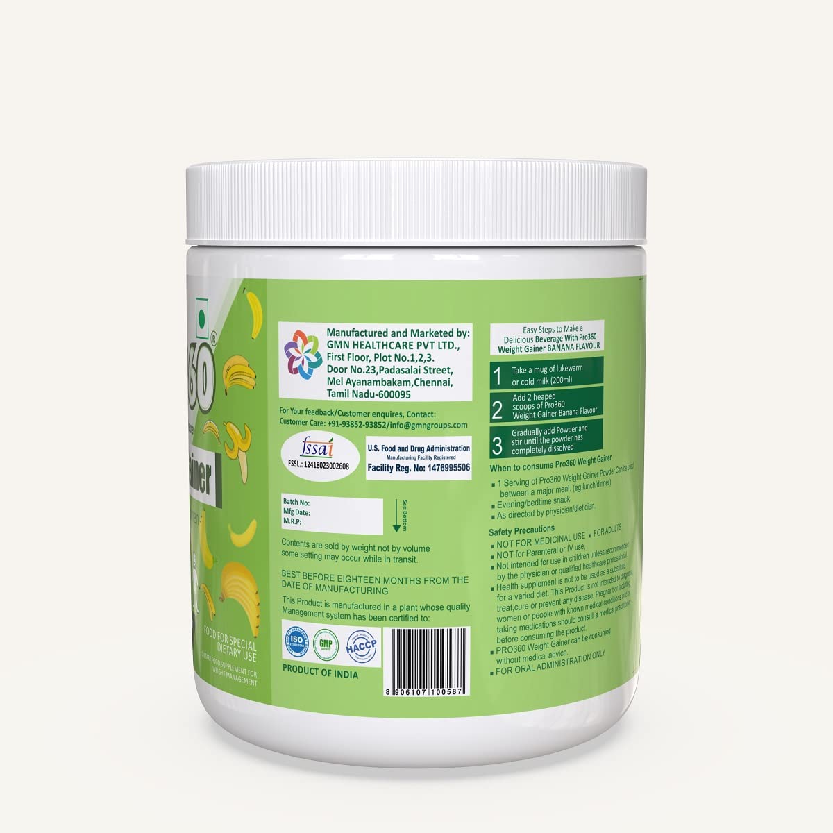 Pro360 Weight Gainer High Protein Powder Banana Flavour - 250 gms