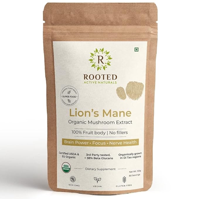 Rooted Actives Lions Mane Mushroom Extract - 120 gms