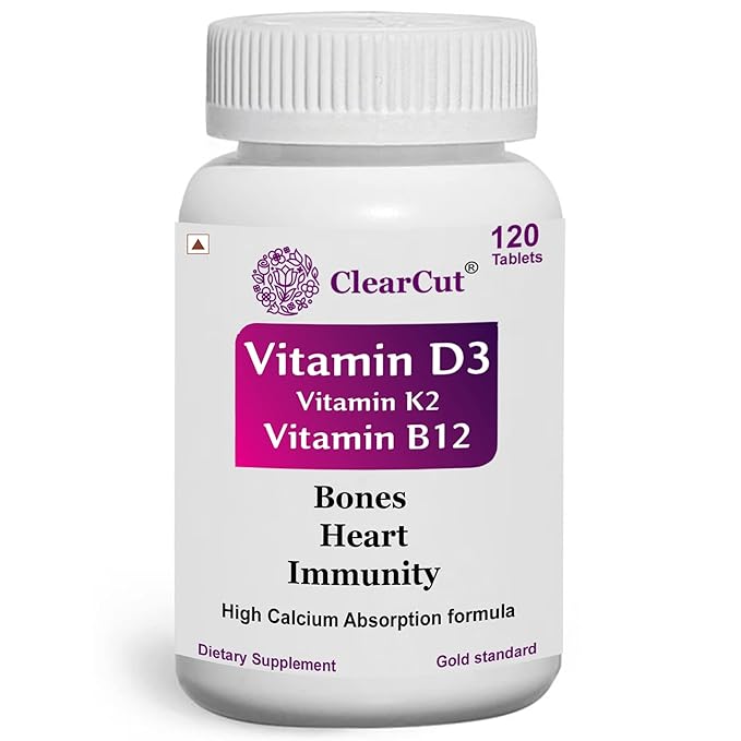ClearCut Vitamin D3 K2 B12 Calcium tablet - 120 Capsules