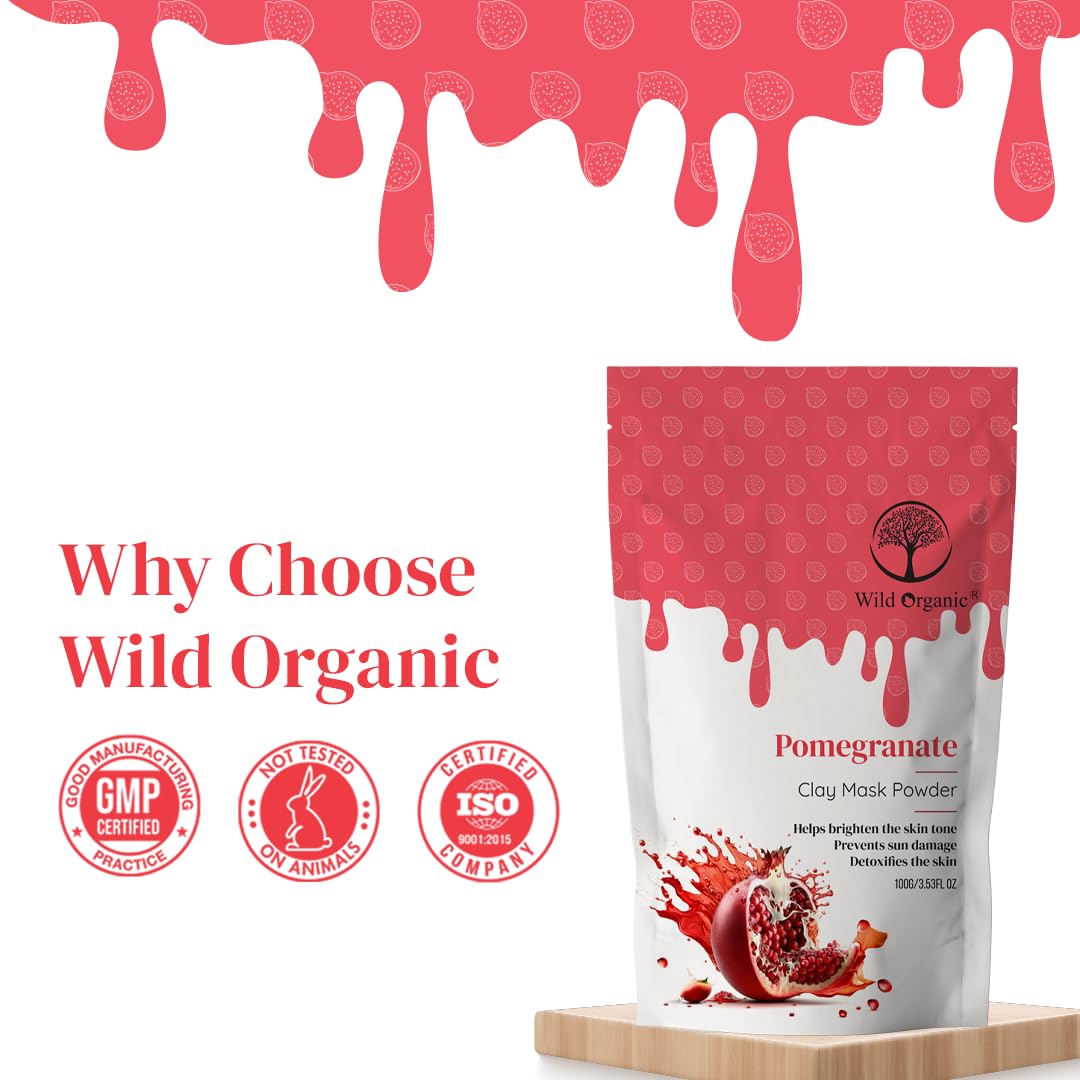Wild Organic Pomegranate Clay Mask Powder - 100 gms