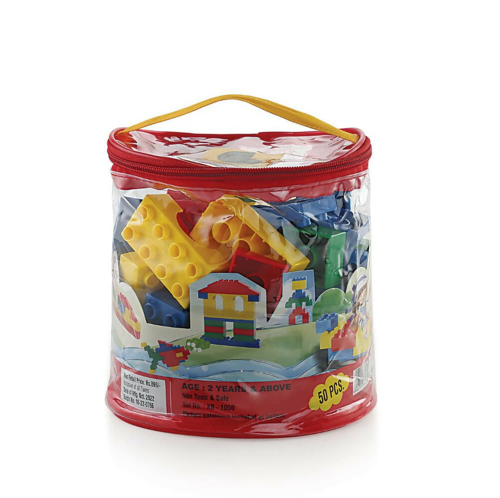 Peacock Learning & Educational Building Interlocking Blocks Set For Kids - 50 Pcs
