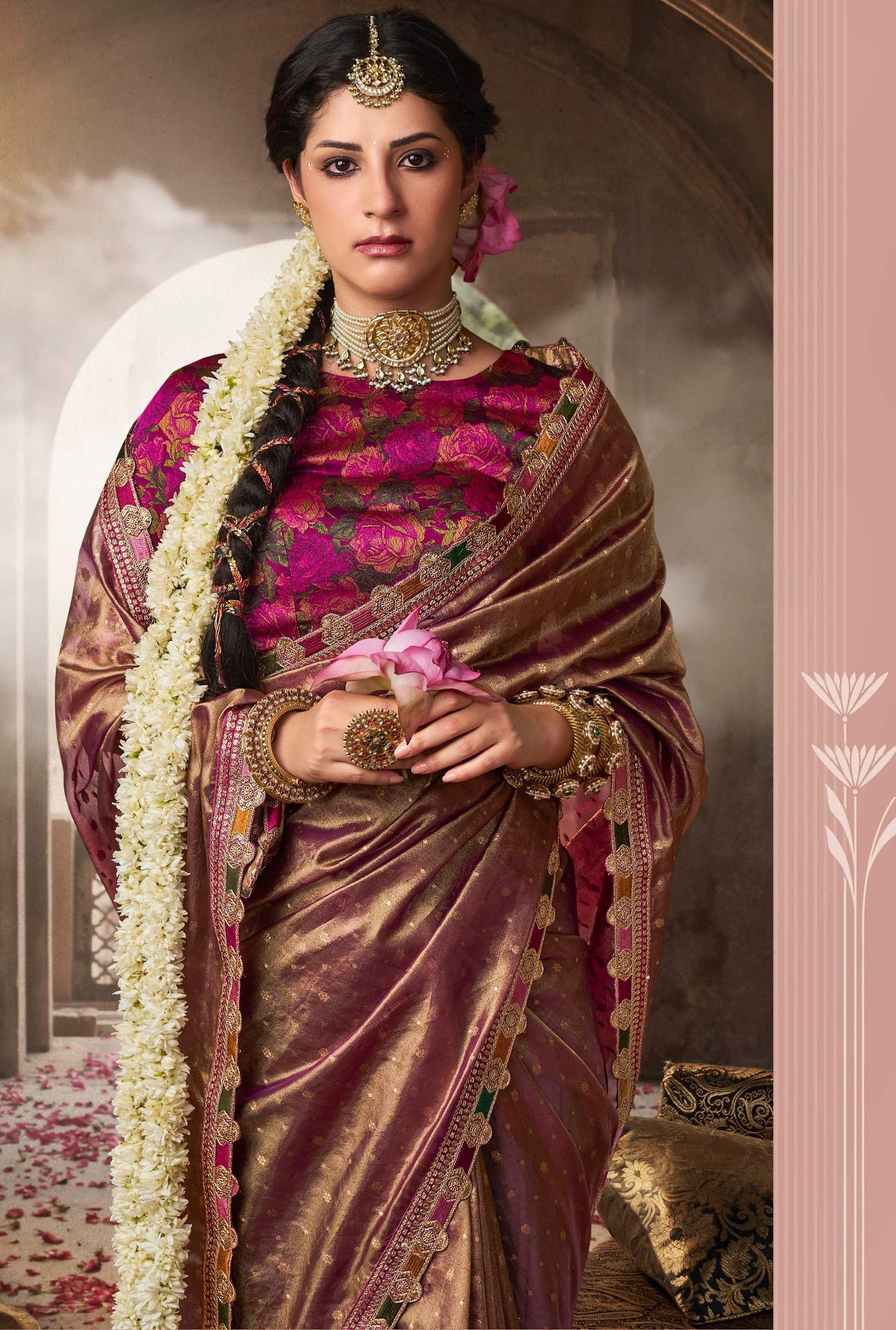 Anaita Designer Purple Weaving Soft Tissue Silk Saree With Designer Blouse