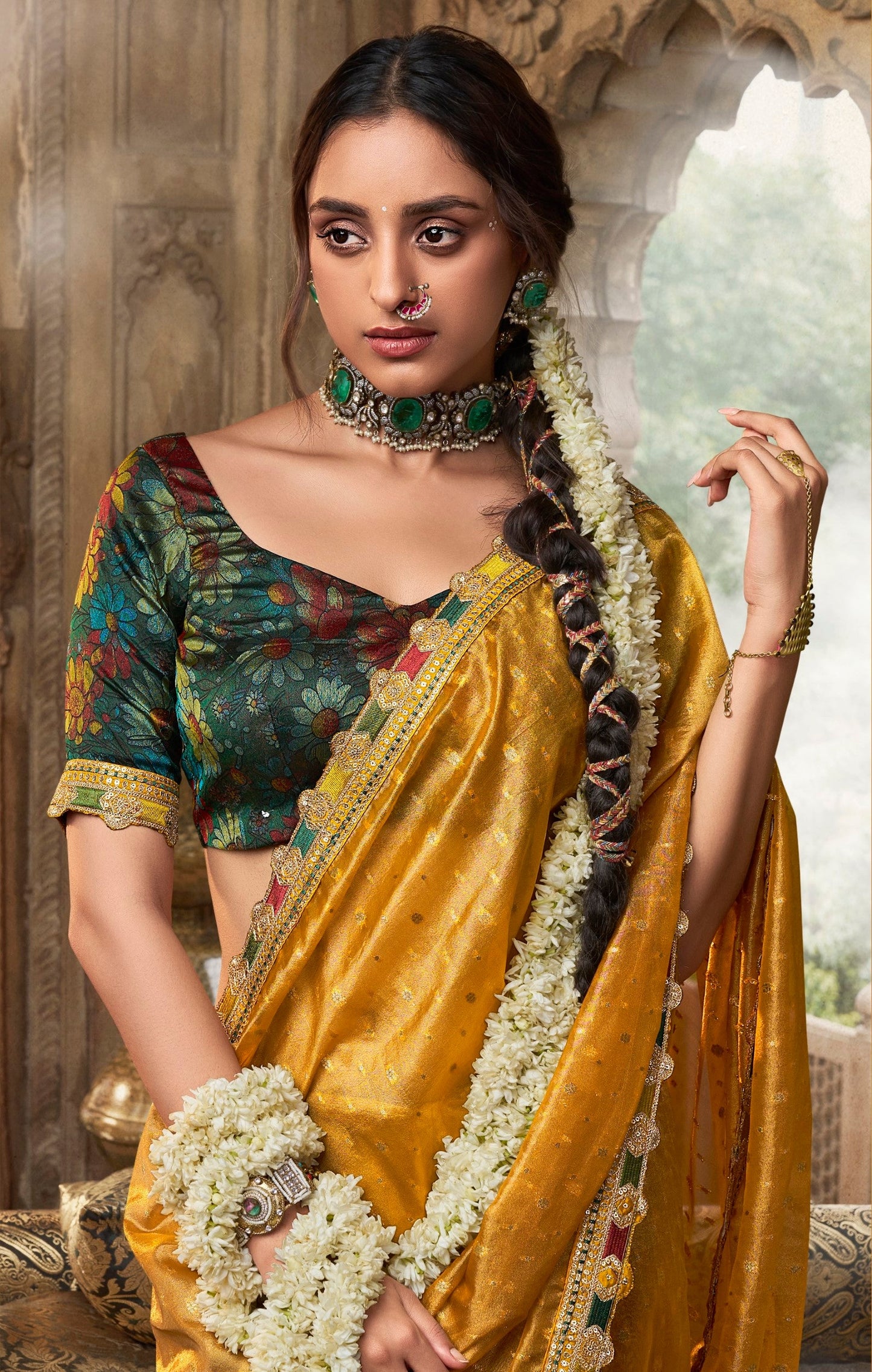 Anaita Designer Yellow Weaving Soft Tissue Silk Saree With Designer Blouse