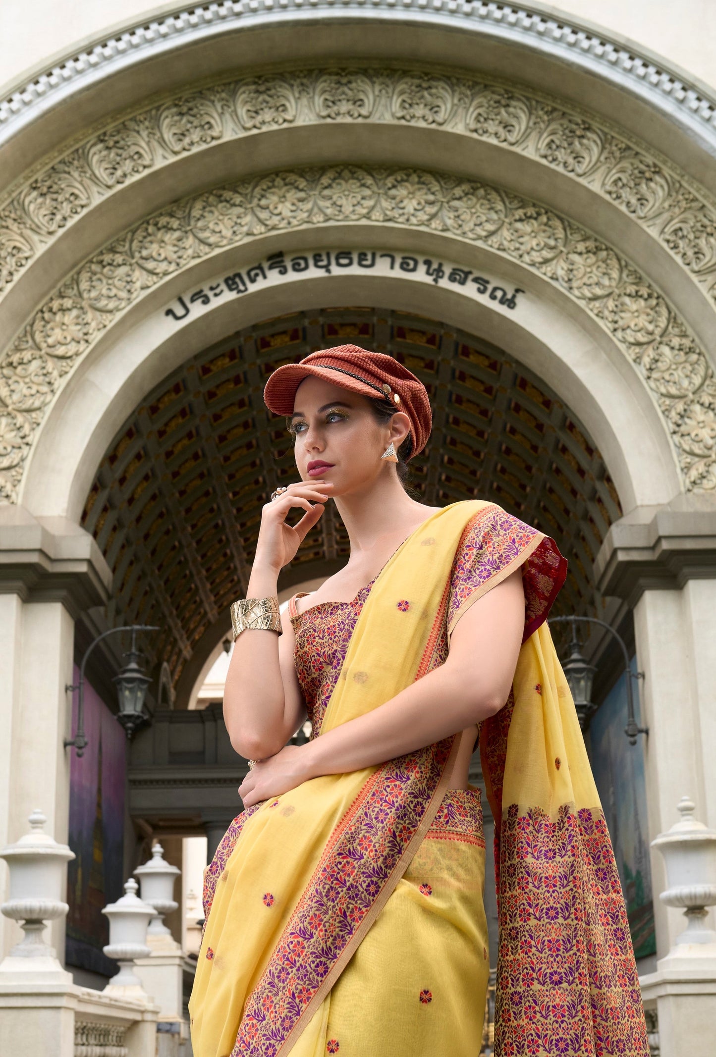 Anaita Yellow Designer Weaving Soft Linen Saree With Blouse