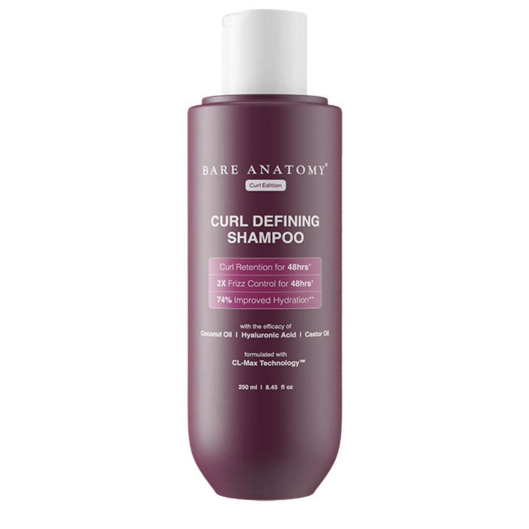 Bare Anatomy Curl Defining Shampoo with Hyaluronic, Coconut & Castor Oil | Curl Retention & 2X Frizz Protection For 48 Hrs