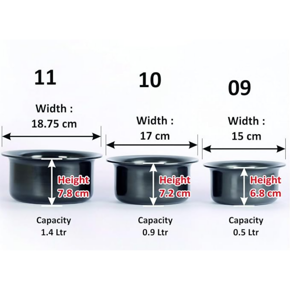 Sumeet Aluminium Hard Anodised Tope (9-11), Non-Stick