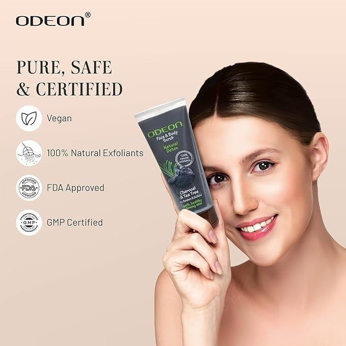 Odeon Charcoal & Tea Tree Oil Body Scrub - 100 ml