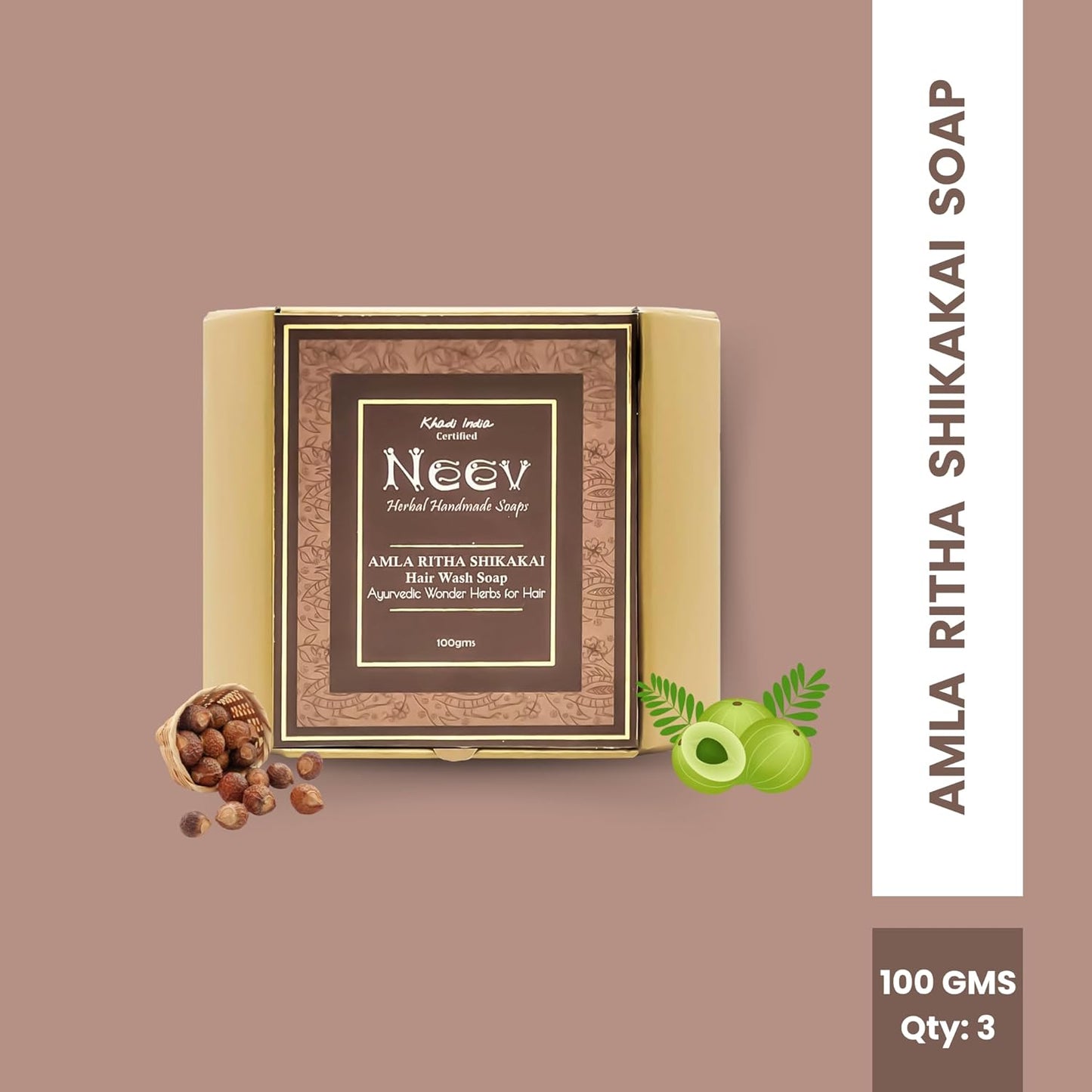 Neev Amla Ritha Shikakai Hair wash Soap - 100 gms (Pack of 3)