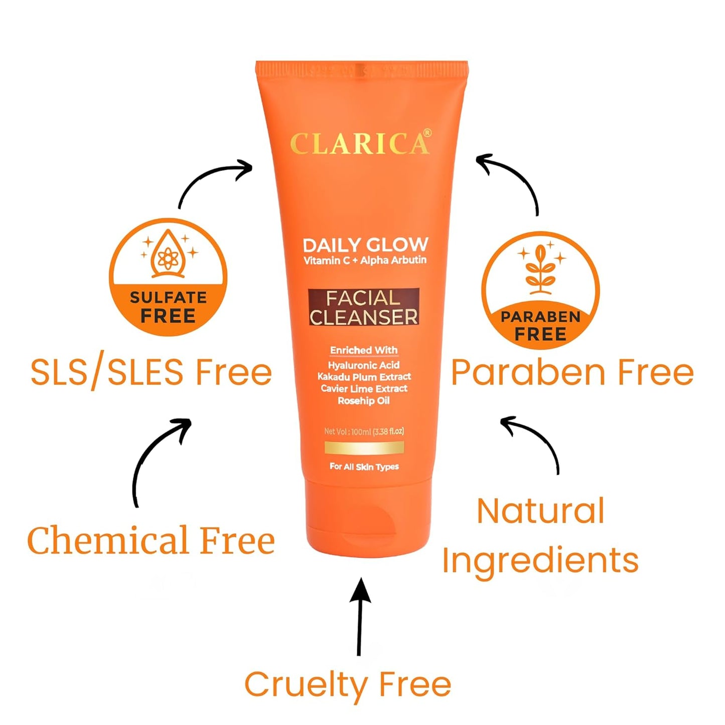 Clarica Vitamin C and Alpha Arbutin Brightening Face Wash - 100 ml