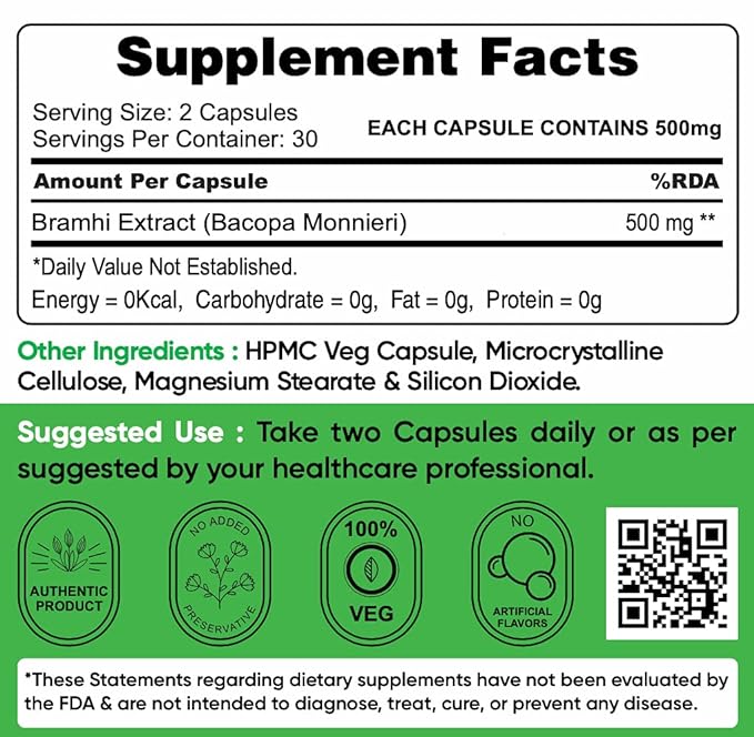 StemRx Biosciences Bramhi - Bacopa Monnieri - 60 Capsules