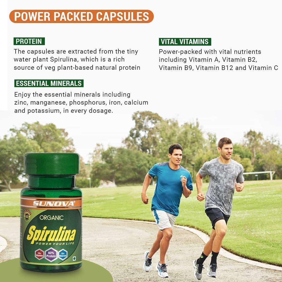 Sunova Organic Spirulina Tablets Nature’s Own Superfood - 60 tabs