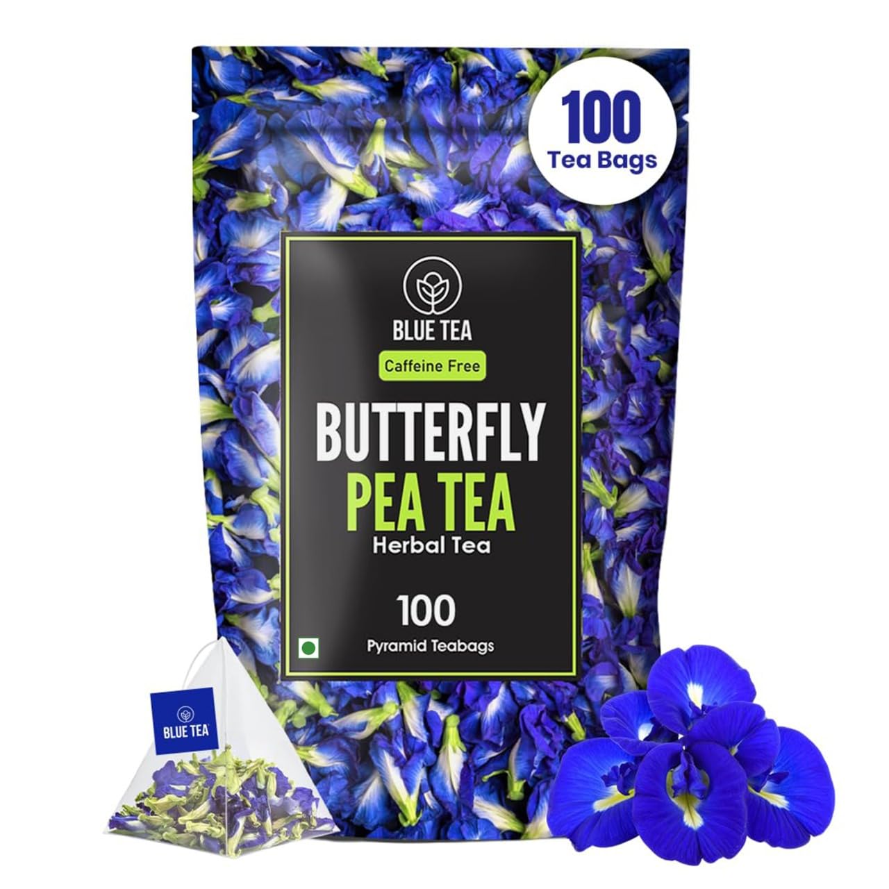 Blue Tea Butterfly Pea Herbal Tea Bags | Anti-Oxidant Rich Herbal Flower Based Caffeine Free - No Preservatives | Detox Tea Natural Premium Herbal Tea