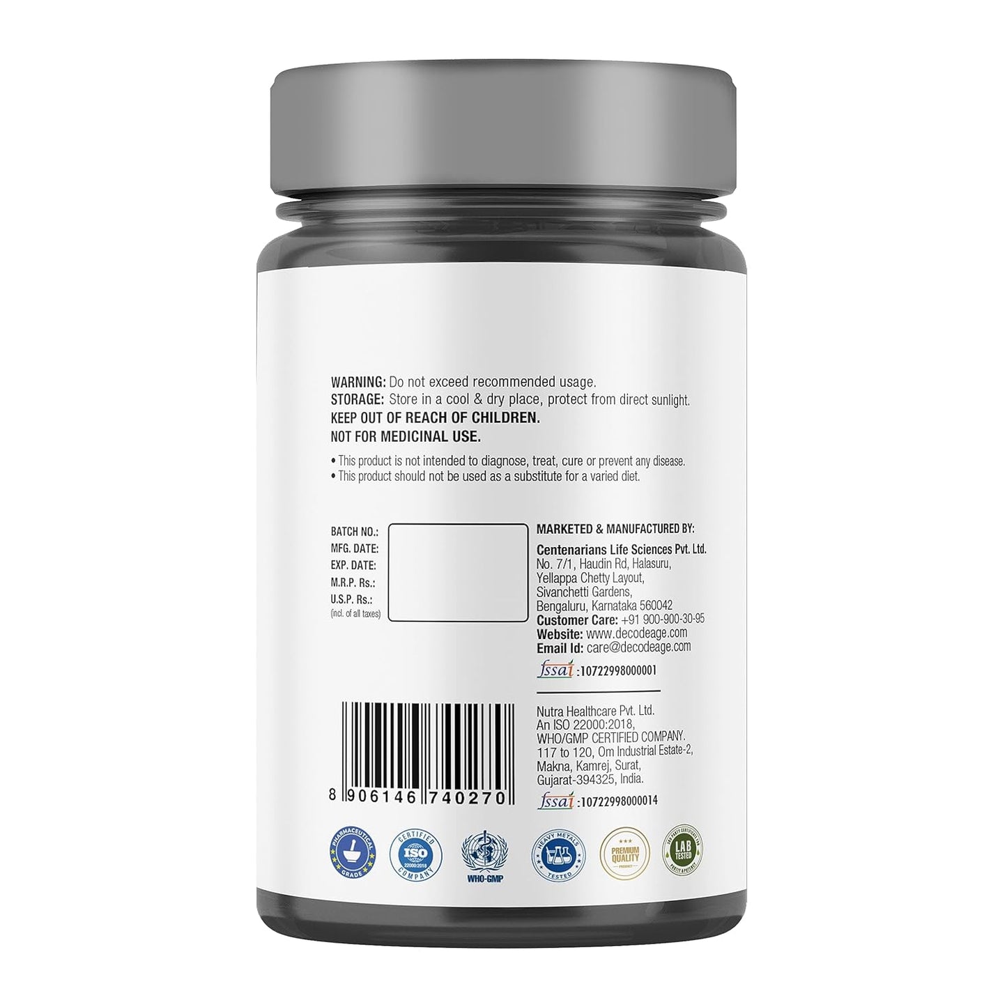 Decode Age Ca Akg Supplement Calcium Alpha-Ketoglutarate - 30 Capsules