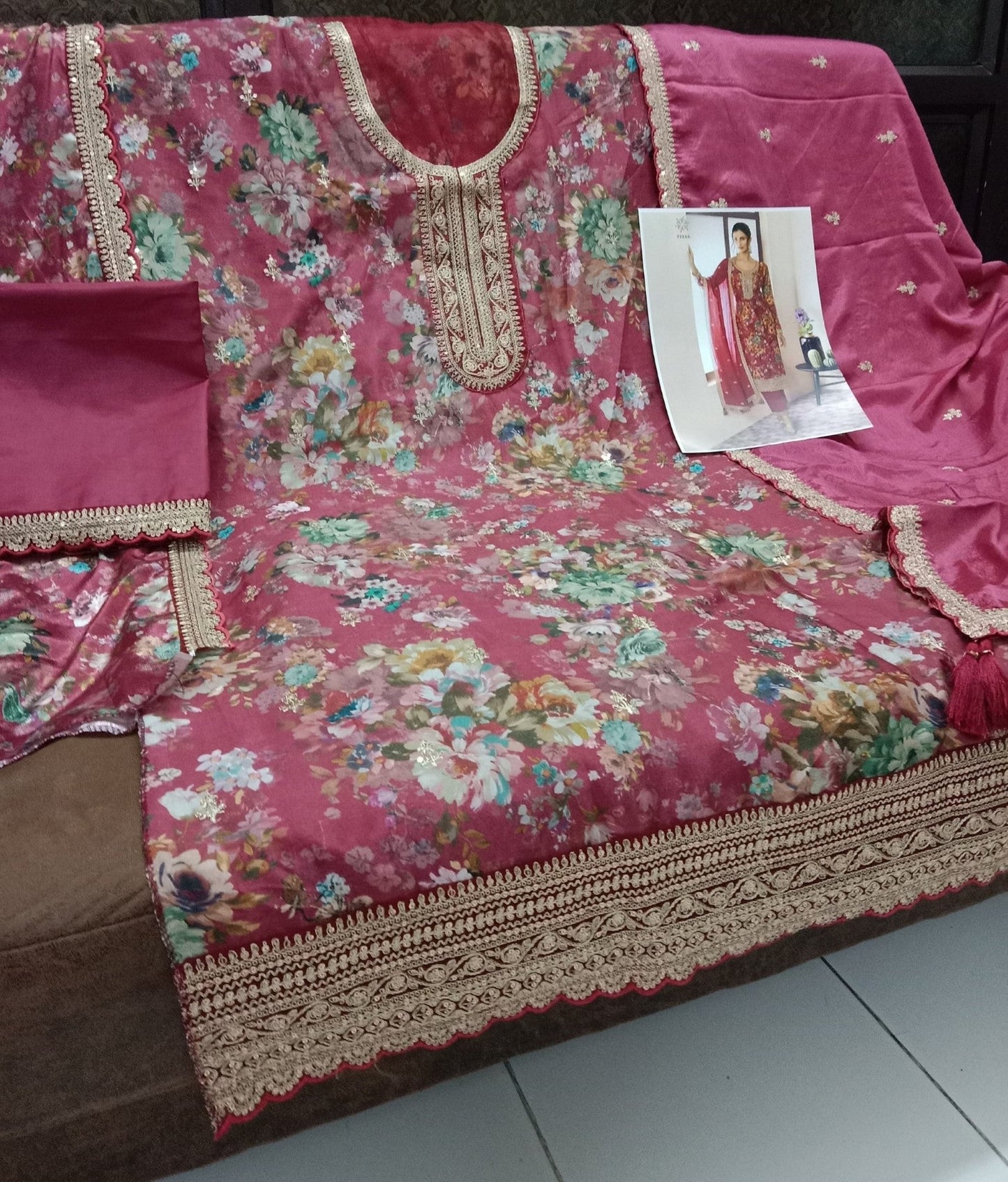 Anaita Pink Chinon Digital Print Sequence Embroidered Salwar Suit