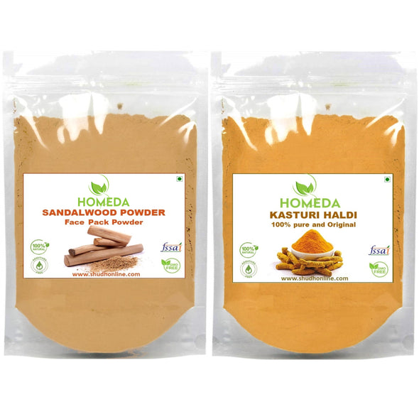 Homeda Pure Sandalwood & Kasturi Haldi Powder Combo