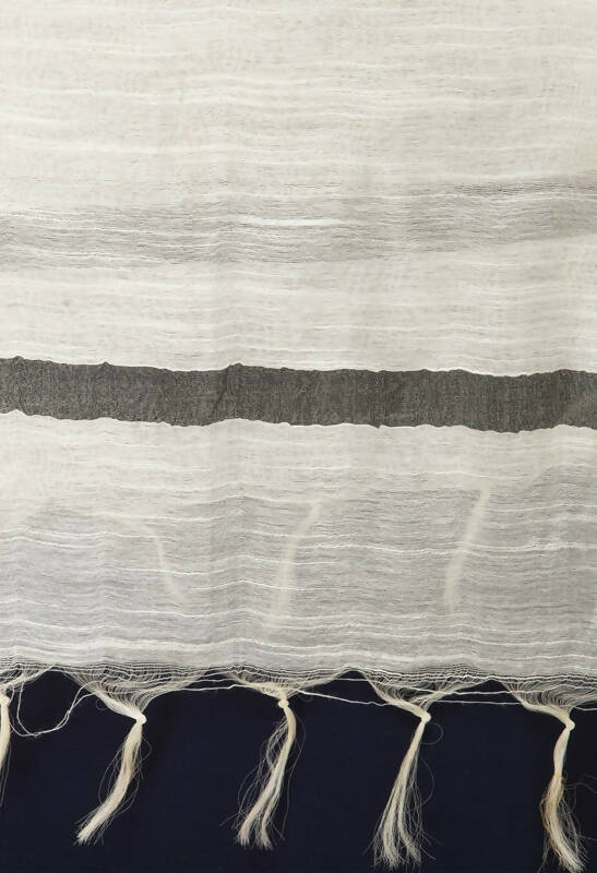 Mominos Fashion Moeza Cotton Black Temple Border Off White Dupatta