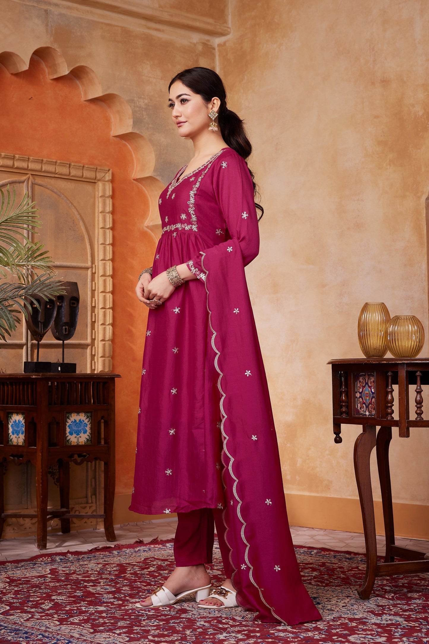 Anaita Pink Anarkali Readymade Suit with Embroidery Work