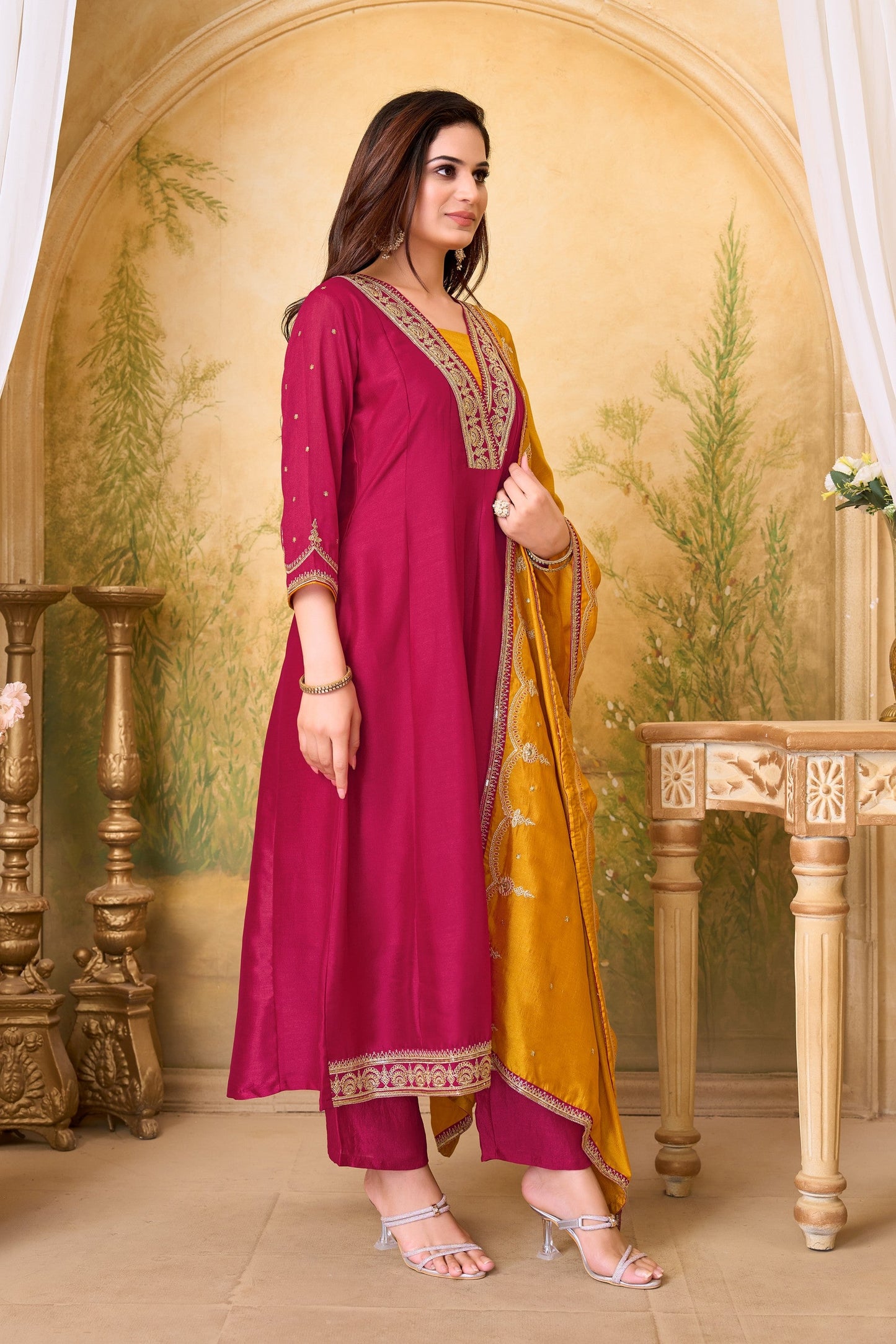 Anaita Pink Anarkali Readymade Suit with Embroidery Work