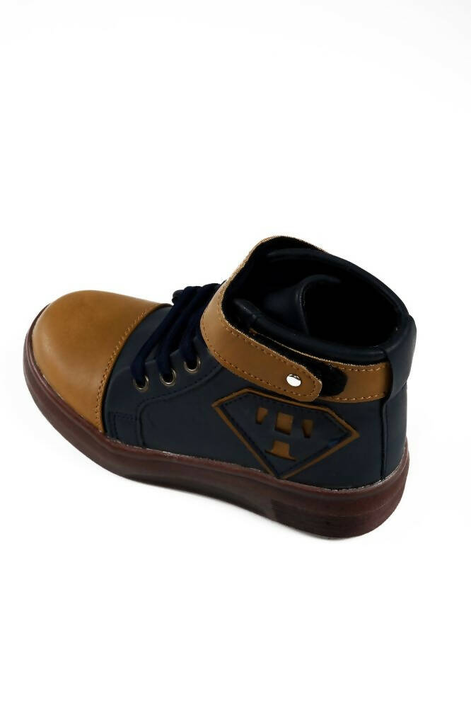 Tiny Bugs Boys Party Wear Mid Top Boots - Navy