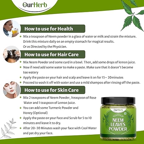 OurHerb Pure Neem Leaves Powder - 200 gms