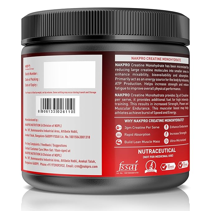Nakpro Micronized Creatine Monohydrate Lychee Flavour - 250 gms