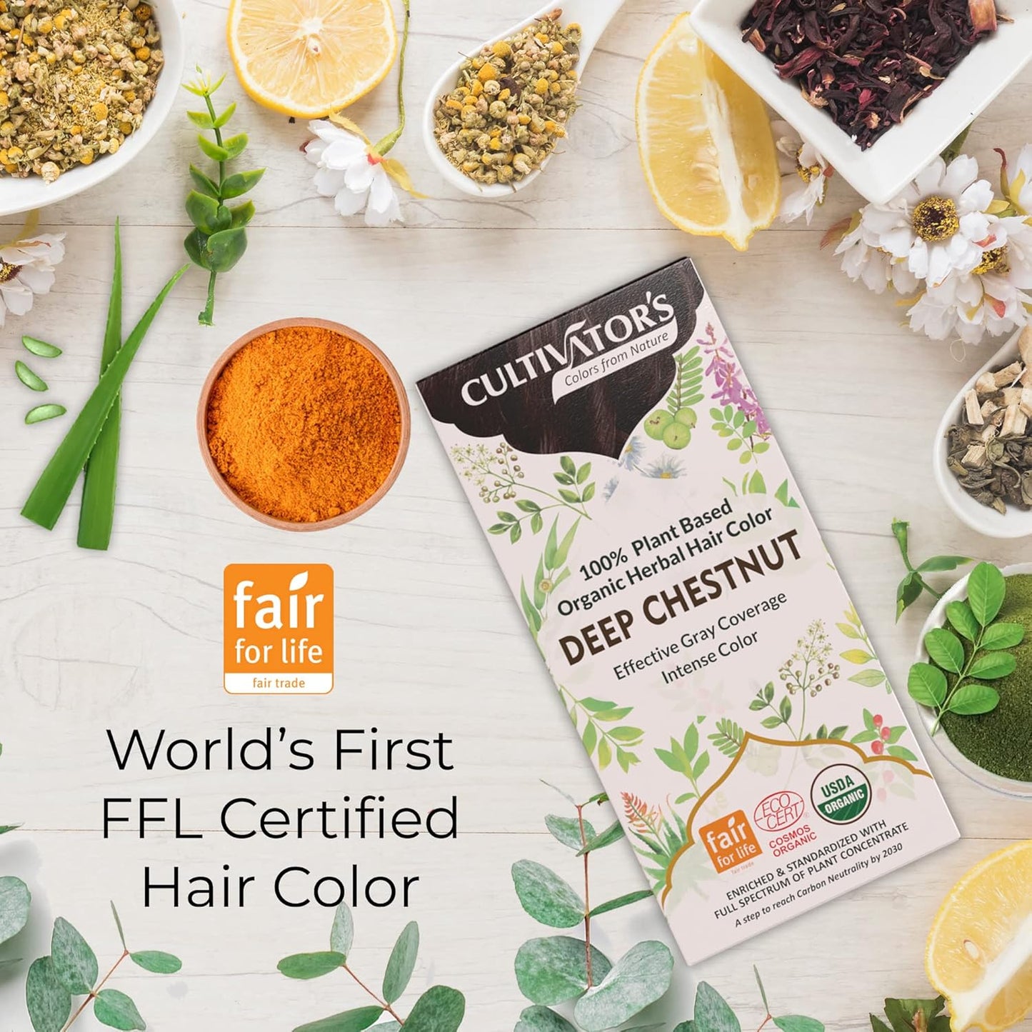 Cultivator's Deep Chestnut Organic Herbal Hair Colour - 100 gms