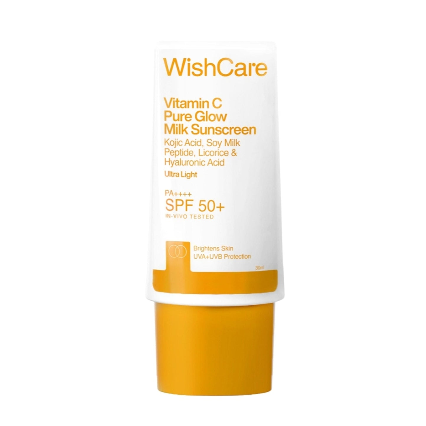 WishCare Vitamin C Pure Glow Brightening Face Sunscreen for Dry Skin with SPF50 PA++++In-Vivo Tested