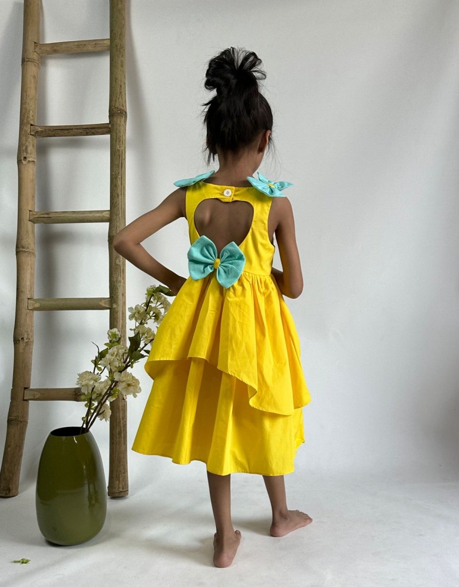 ArthLife Yellow Pepa Rainbow Partywear Dress
