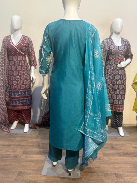 Anaita Teal Readymade Suit with Embroidery Work