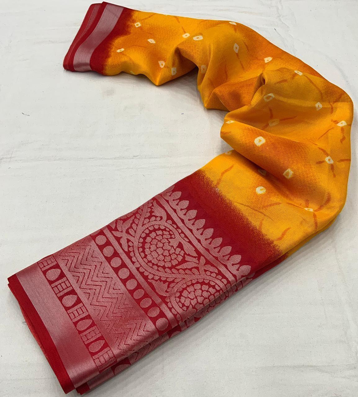 Orange Jute Silk Ethnic Motifs Saree with Unstitched Blouse - A2M