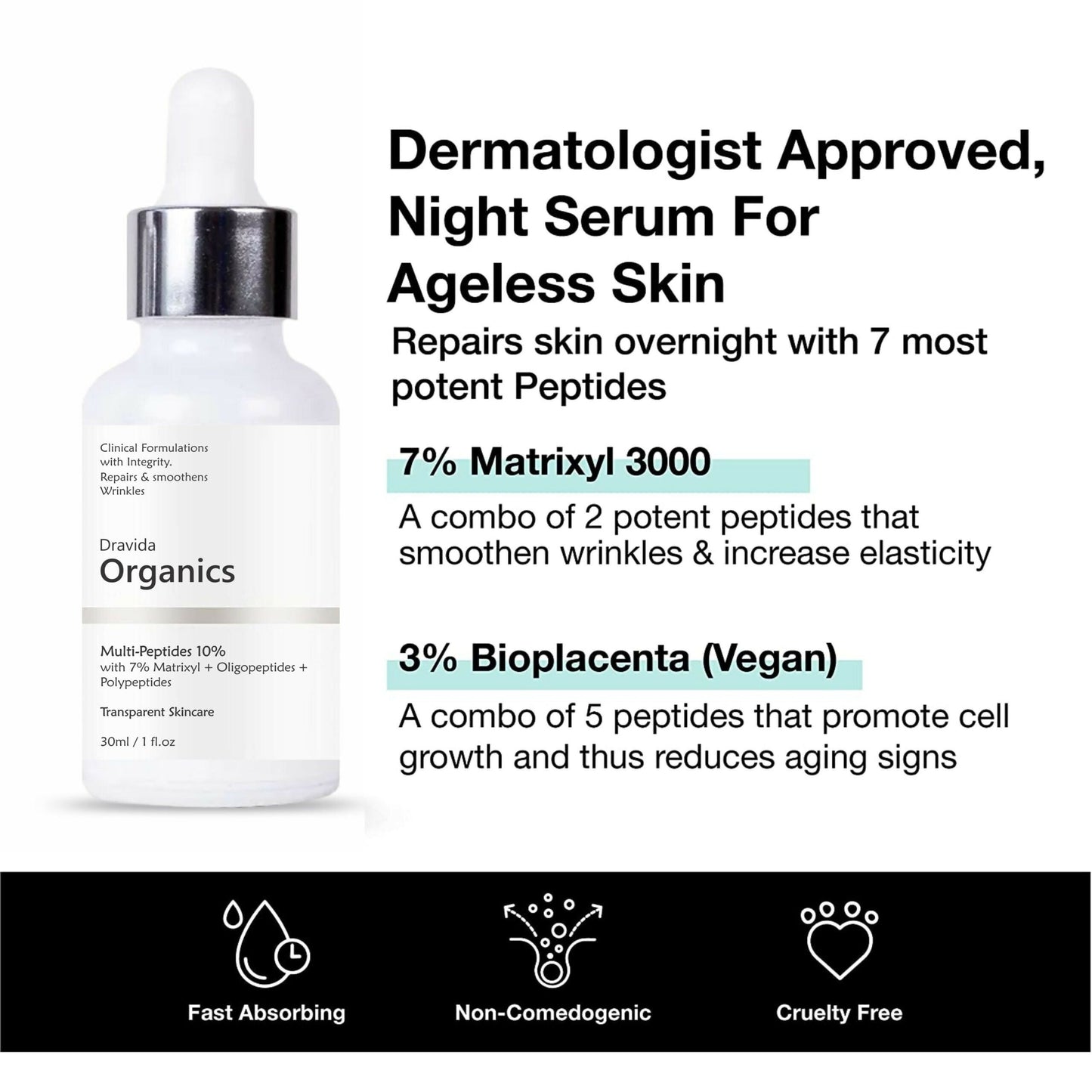 Dravida Organics Multi Peptide Anti Aging Night Serum