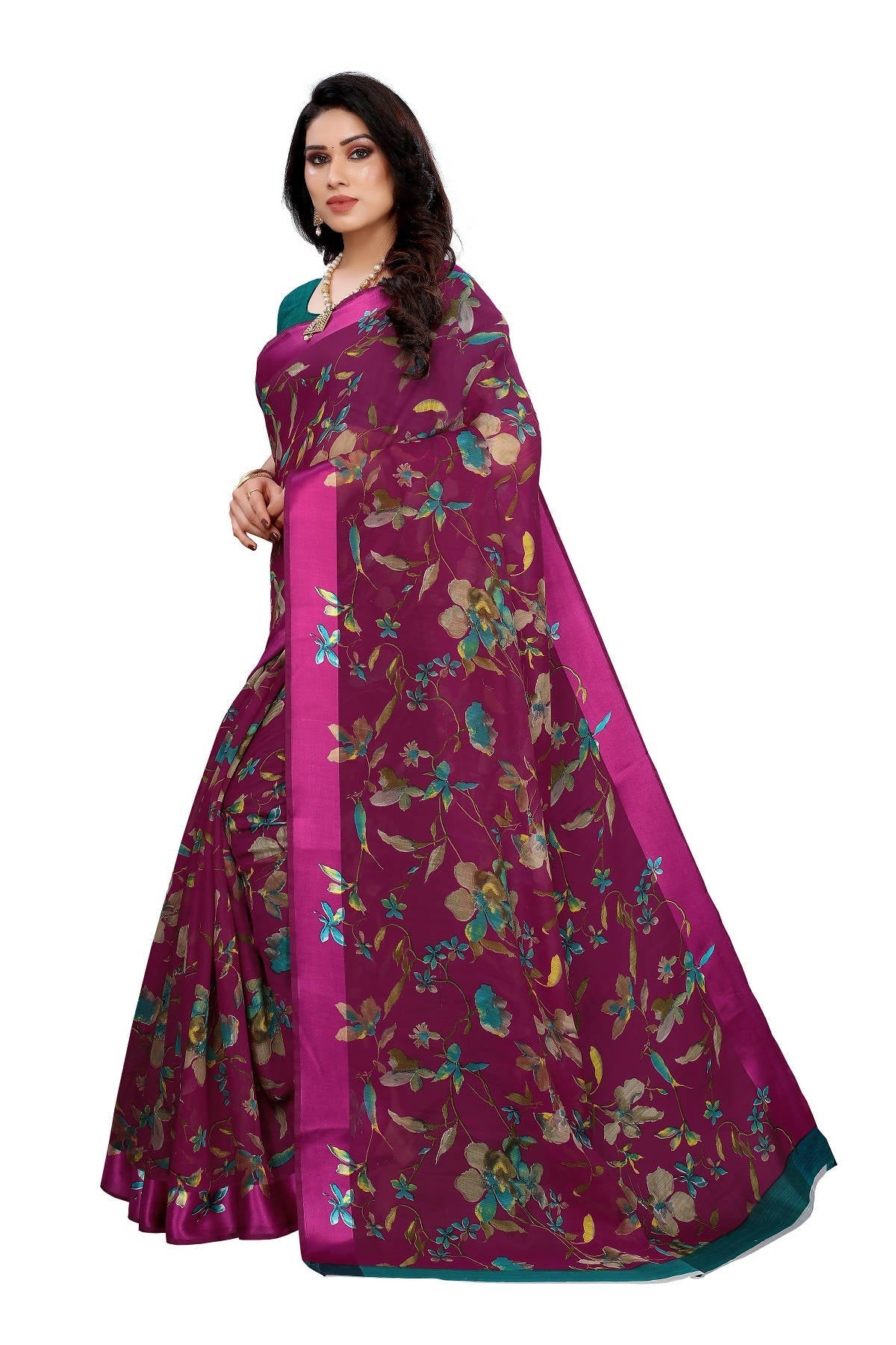Vamika Purple Linen Satin Patta Saree (MANSI PURPLE)