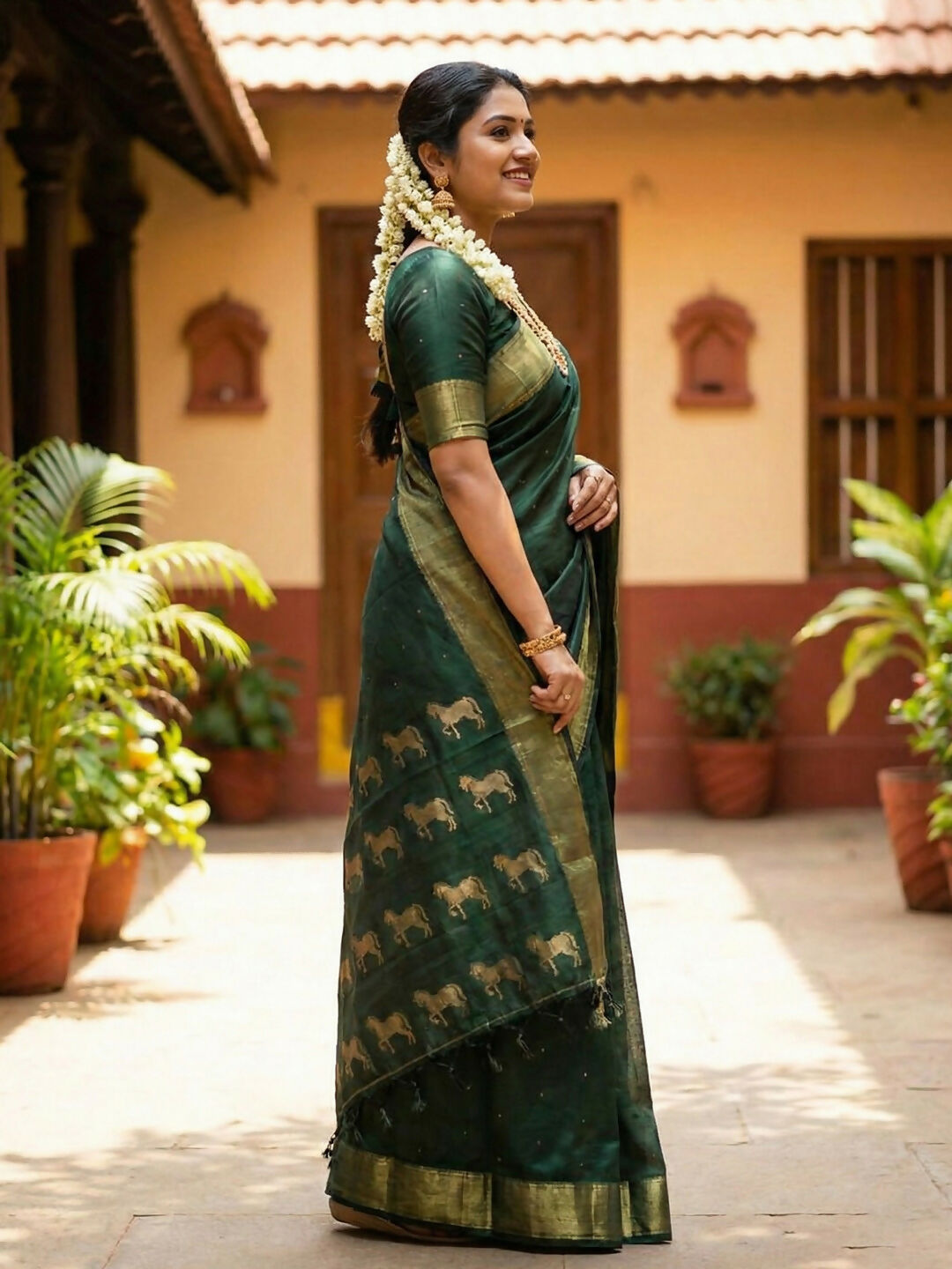 Shree Shyam Fashion Bottle Green Soft Silk Saree