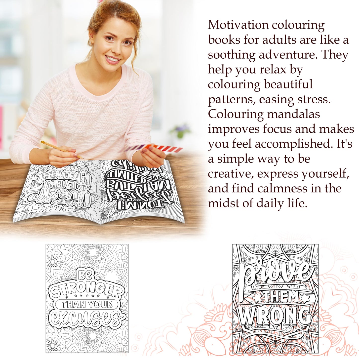 Motivation - Adult Colouring Book : Fun Colouring For Kids And Adults, Creative Coloring Book, Mindfulness Coloring Book, Relaxing Coloring Book