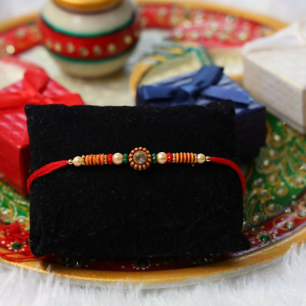 Indianvibez Colourful Beads With Stone Fancy Rakhi