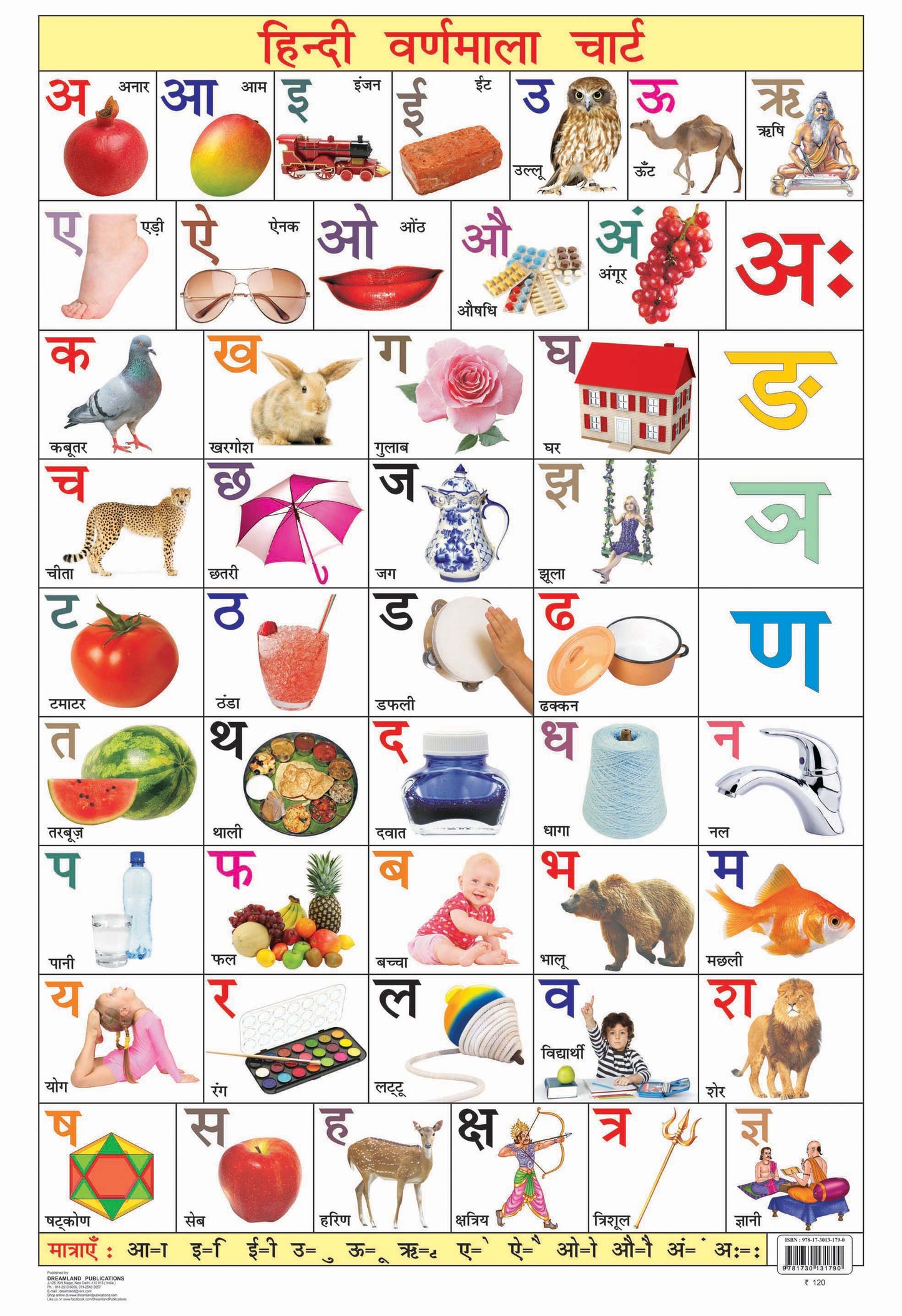 Dreamland Publications Educational Chart for Kids - Hindi Varnmala Chart