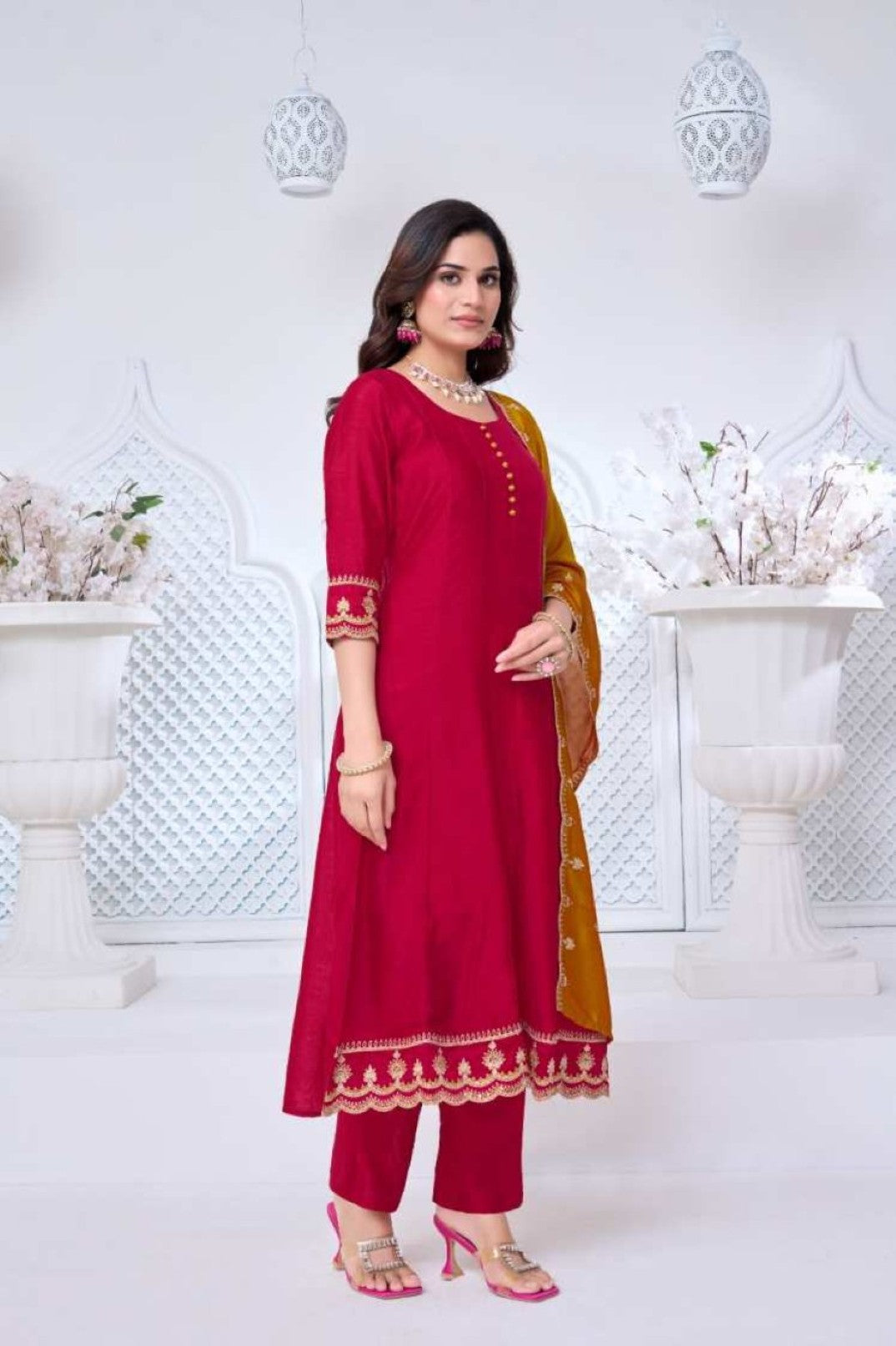 Anaita Pink Anarkali Readymade Suit with Embroidery Work