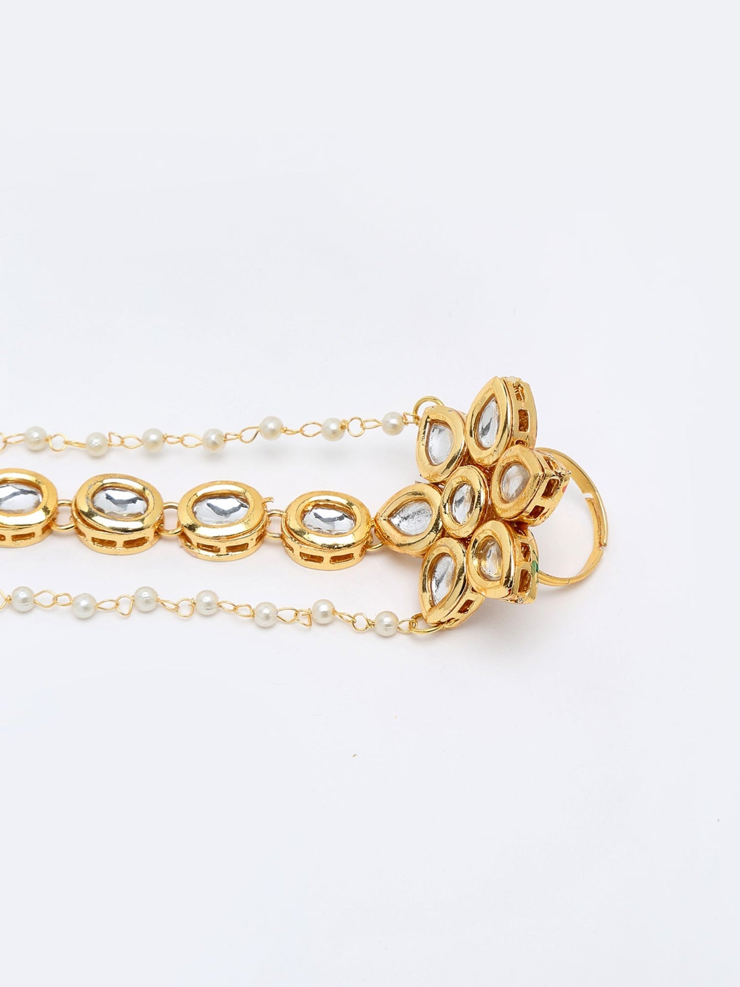 Kundan Hand Harness - Ruby Raang