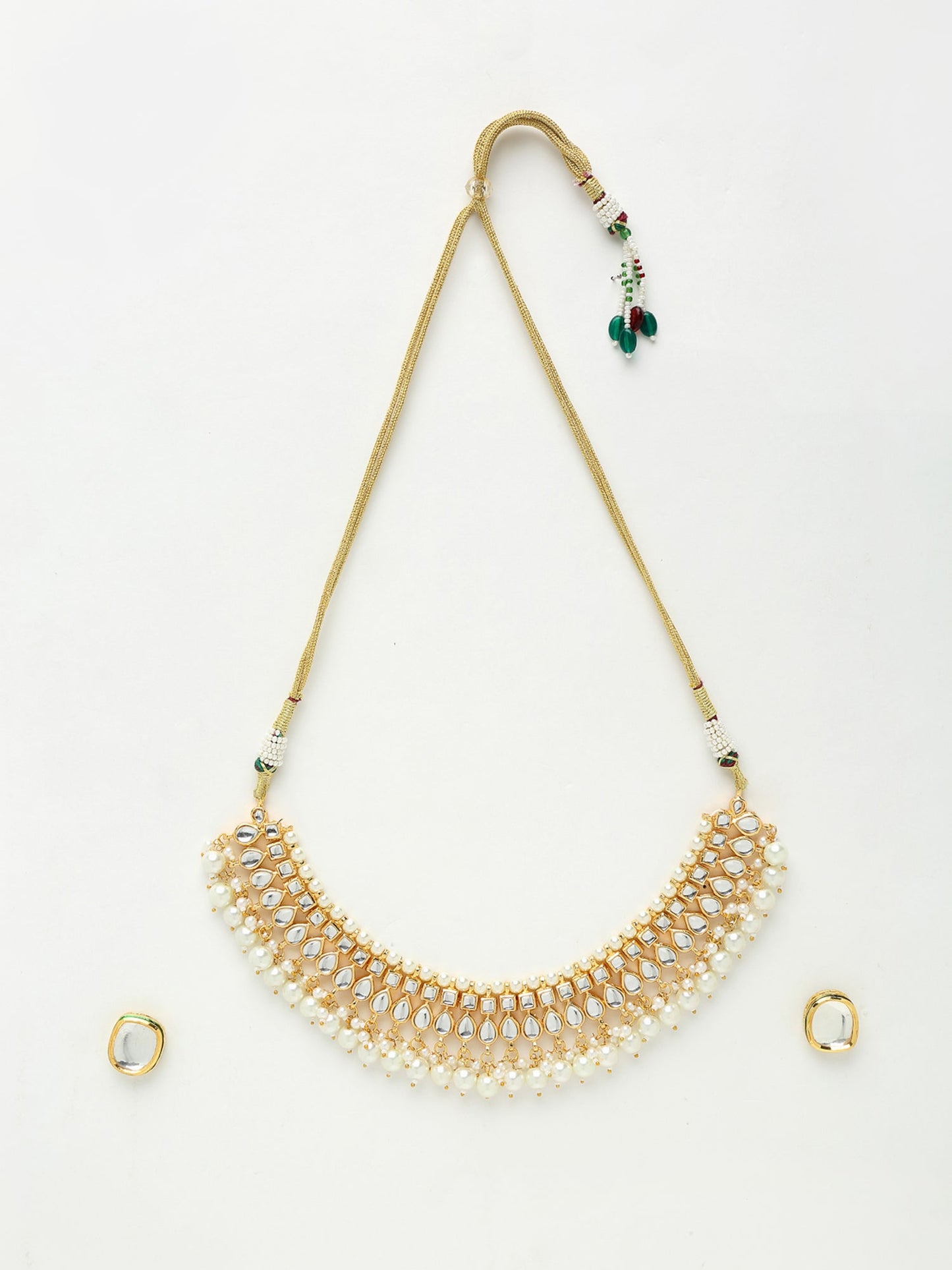 Kundan Choker With Pearls & Studs - Ruby Raang