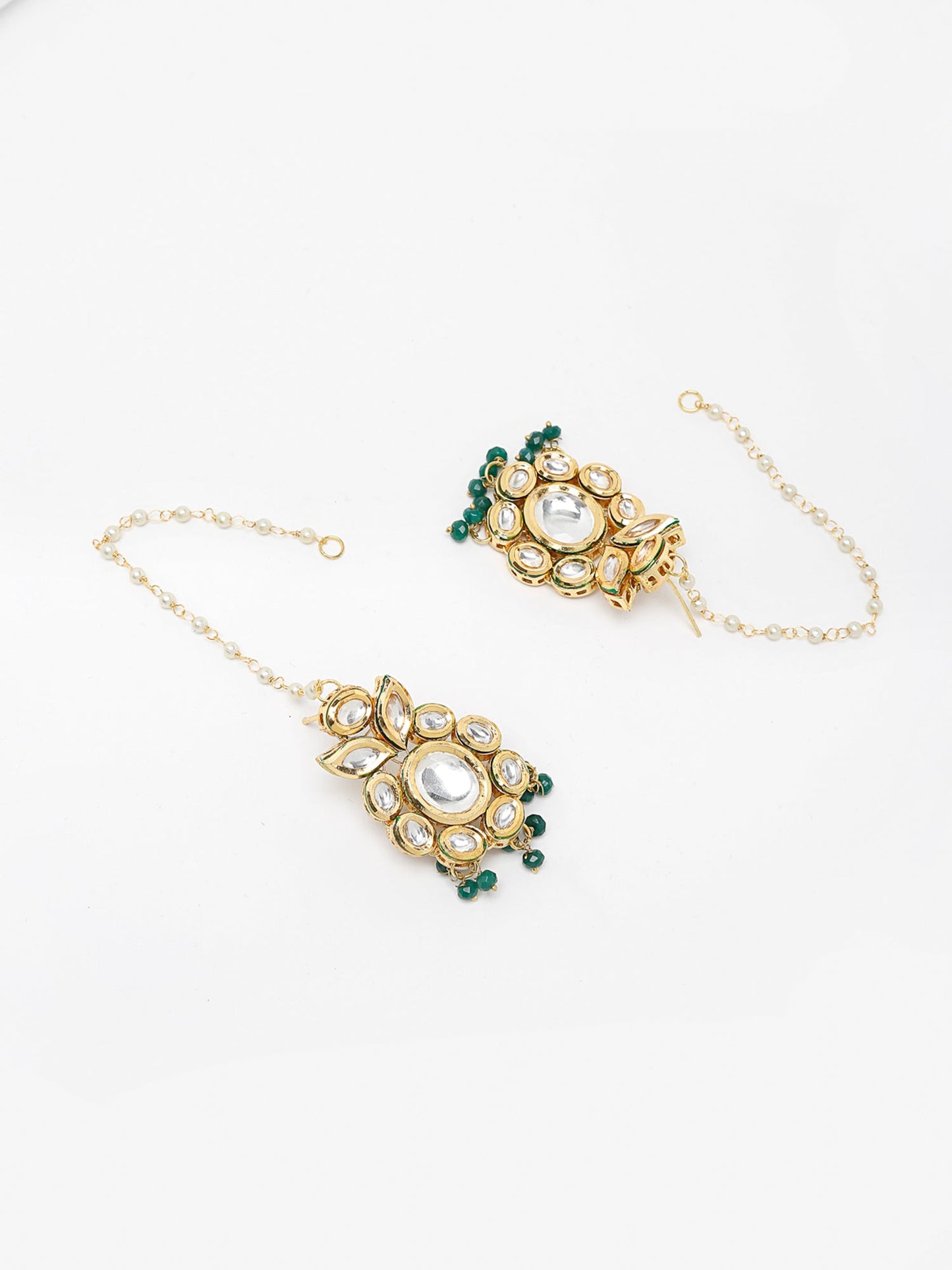 Long Kundan Neckpiece With Earrings - Ruby Raang