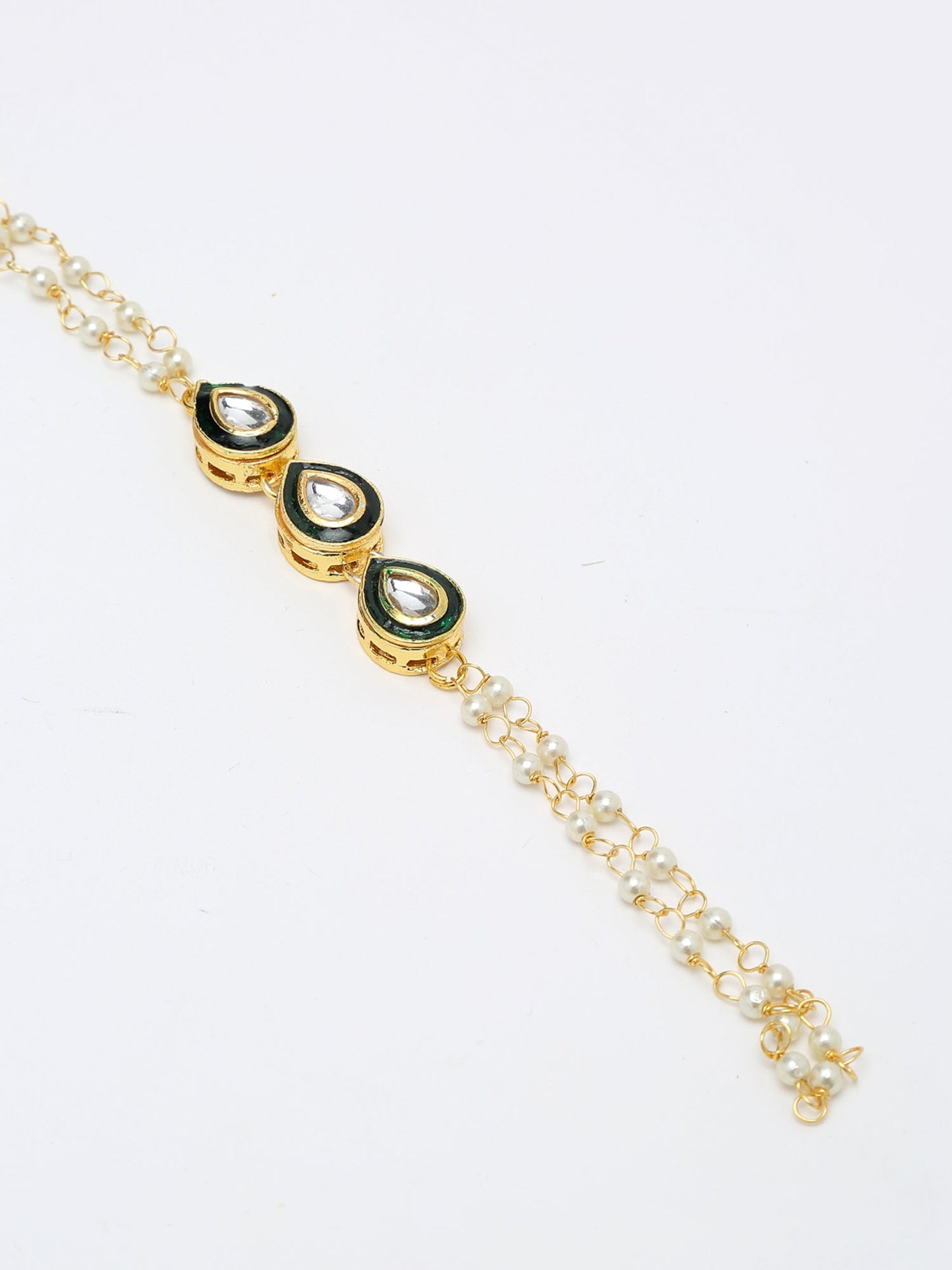 Kundan Hand Harness Set Of 2 - Ruby Raang